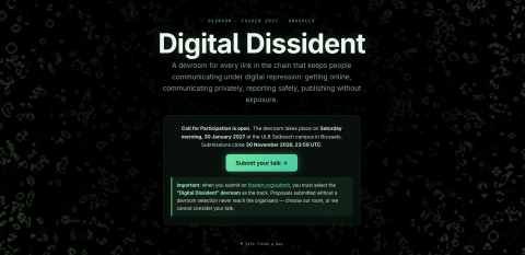 Digital Dissident devroom FOSDEM 2027